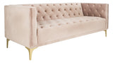 Safavieh Florentino Sofa Tufted Dusty Rose Gold Fabric Metal Pine Wood Polyester Couture SFV4506B 889048472563