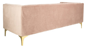 Safavieh Florentino Sofa Tufted Dusty Rose Gold Fabric Metal Pine Wood Polyester Couture SFV4506B 889048472563