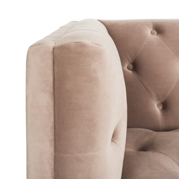 Safavieh Florentino Sofa Tufted Dusty Rose Gold Fabric Metal Pine Wood Polyester Couture SFV4506B 889048472563