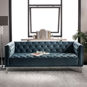 Safavieh Florentino Tufted Sofa Dusty Blue 100% Polyester SFV4506C 889048308947