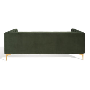 Safavieh Florentino Tufted Sofa Forest Green / Gold Wood / Fabric / Cushion / Metal SFV4506D