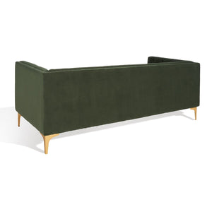 Safavieh Florentino Tufted Sofa Forest Green / Gold Wood / Fabric / Cushion / Metal SFV4506D