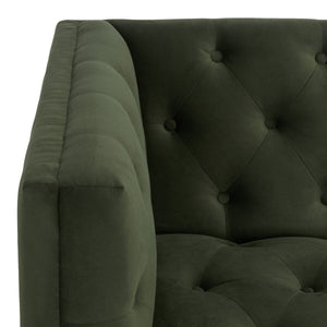 Safavieh Florentino Tufted Sofa Forest Green / Gold Wood / Fabric / Cushion / Metal SFV4506D