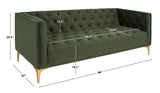 Safavieh Florentino Tufted Sofa Forest Green / Gold Wood / Fabric / Cushion / Metal SFV4506D
