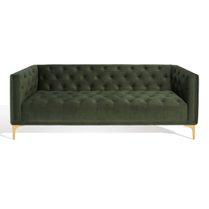 Safavieh Florentino Tufted Sofa Forest Green / Gold Wood / Fabric / Cushion / Metal SFV4506D