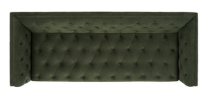 Safavieh Florentino Tufted Sofa Forest Green / Gold Wood / Fabric / Cushion / Metal SFV4506D