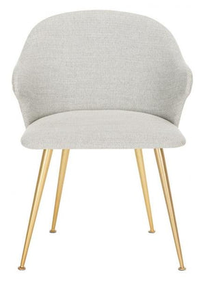 Safavieh Edmond Arm Chair Poly Blend Light Grey Gold Fabric Metal Pine Wood Polyester Acrylic Couture SFV4507B 889048472587