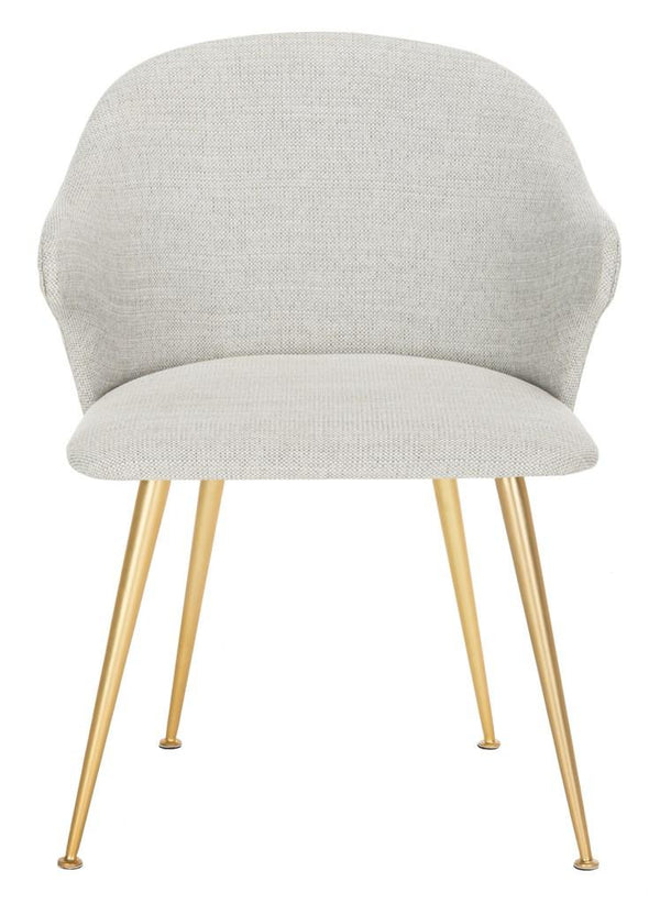 Safavieh Edmond Arm Chair Poly Blend Light Grey Gold Fabric Metal Pine Wood Polyester Acrylic Couture SFV4507B 889048472587