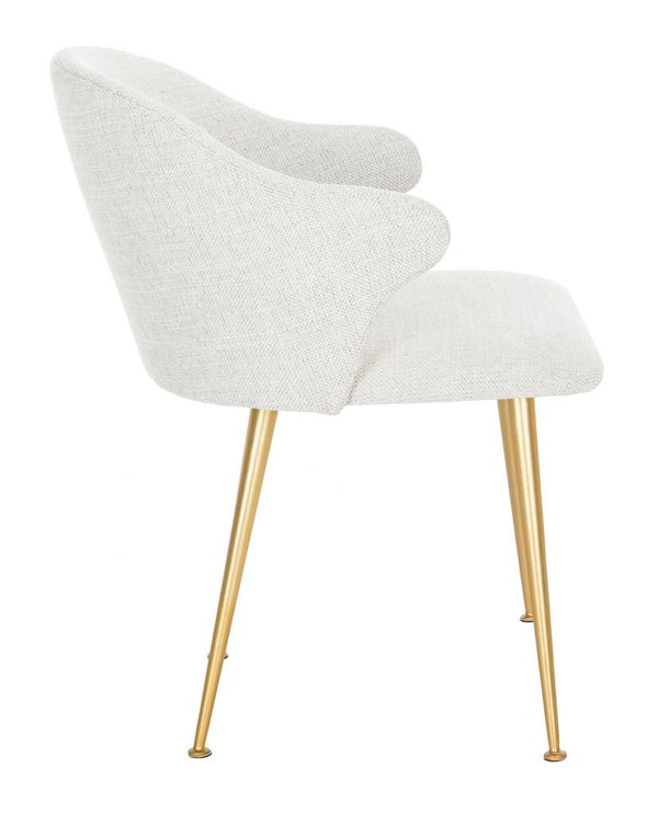 Safavieh Edmond Arm Chair Poly Blend Light Grey Gold Fabric Metal Pine Wood Polyester Acrylic Couture SFV4507B 889048472587