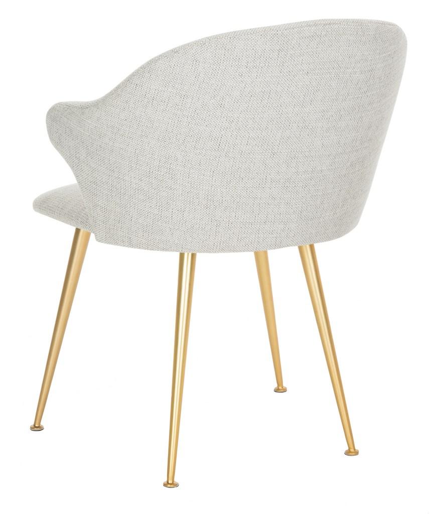 Safavieh Edmond Arm Chair Poly Blend Light Grey Gold Fabric Metal Pine Wood Polyester Acrylic Couture SFV4507B 889048472587