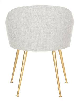 Safavieh Edmond Arm Chair Poly Blend Light Grey Gold Fabric Metal Pine Wood Polyester Acrylic Couture SFV4507B 889048472587