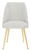 Foster Dining Chair Poly Blend Light Grey Gold Fabric Metal Pine Wood Polyester Acrylic Couture
