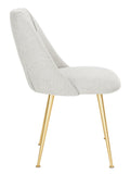 Safavieh Foster Dining Chair Poly Blend Light Grey Gold Fabric Metal Pine Wood Polyester Acrylic Couture SFV4508B 889048472600
