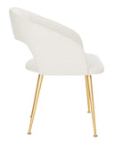 Safavieh Lorina Dining Chair Linen Blend Cream Gold Fabric Metal Pine Wood Viscose Polyester Cotton Couture SFV4509A 889048472617