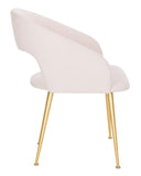 Safavieh Lorina Dining Chair Linen Blend Light Pink Gold Fabric Metal Pine Wood Viscose Polyester Cotton Couture SFV4509B 889048472624