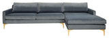 Safavieh Brayson Chaise Sectional Sofa in Dusty Blue SFV4510C-2BX 889048633629