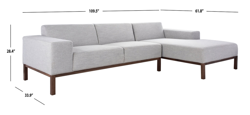Safavieh Dove Mid-Century Sectional in Light Grey and Brown SFV4511A-2BX 889048682399