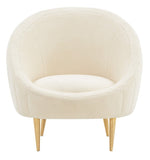 Razia Modern Ivory Faux Lamb's Wool Tub Chair with Gold Legs - Luxurious Comfort for Your Home