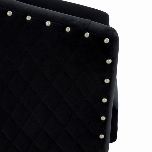 Safavieh Clara Quilted Swivel Tub Chair Black Velvet / Wood Frame / Foam / Stainless Steel SFV4702F