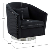 Safavieh Clara Quilted Swivel Tub Chair Black Velvet / Wood Frame / Foam / Stainless Steel SFV4702F