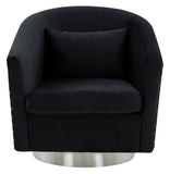 Safavieh Clara Quilted Swivel Tub Chair Black Velvet / Wood Frame / Foam / Stainless Steel SFV4702F