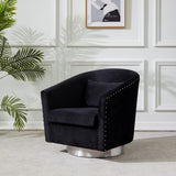 Safavieh Clara Quilted Swivel Tub Chair Black Velvet / Wood Frame / Foam / Stainless Steel SFV4702F