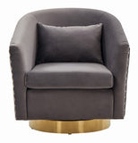 Clara Elegant Quilted Swivel Tub Chair with Gold Nailhead Trim for Modern Living Room Décor