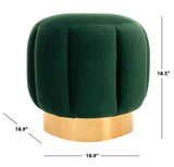 Safavieh Maxine Channel Tufted Otttoman Emerald / Gold Velvet SFV4707D 889048598737