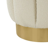 Safavieh Maxine Channel Tufted Boucle Ottoman Ivory / Gold Velvet / Wood Frame / Foam / Stainless Steel SFV4707M