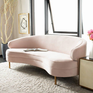Safavieh Primrose Curved Sofa in Light Pink Couture SFV4715A