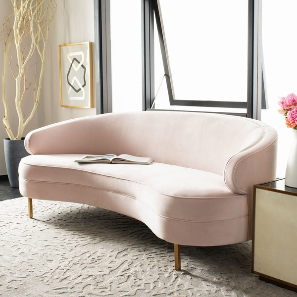 Safavieh Primrose Curved Sofa in Light Pink Couture SFV4715A