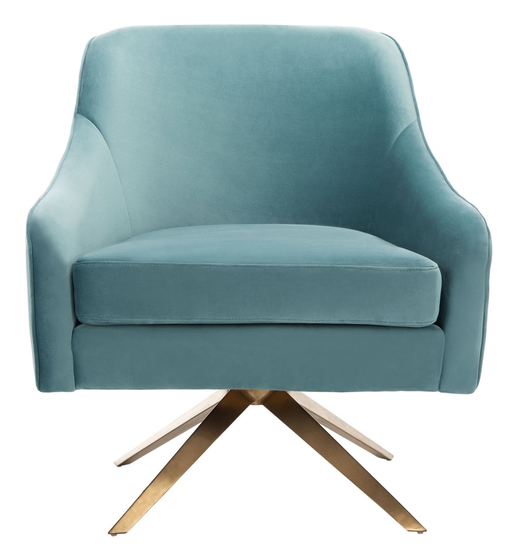 Safavieh Leyla Channeled Velvet Accent Chair in Seafoam Couture SFV4720A