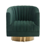 Josephine Swivel Barrel Chair - Luxurious Velvet Upholstery with Glamorous Gold Base for Elegant Spaces