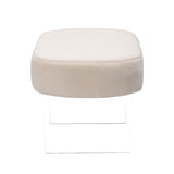 Safavieh Warren Faux Sheepskin Ottoman in Ivory SFV4750A