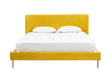 Safavieh Jaiden Upholstered King Bed Chartreuse / Gold Wood / Fabric / Foam / Metal SFV4754B-K-2BX