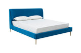 Safavieh Jaiden Upholstered King Bed Marine / Gold Wood / Fabric / Foam / Metal SFV4754D-K-2BX