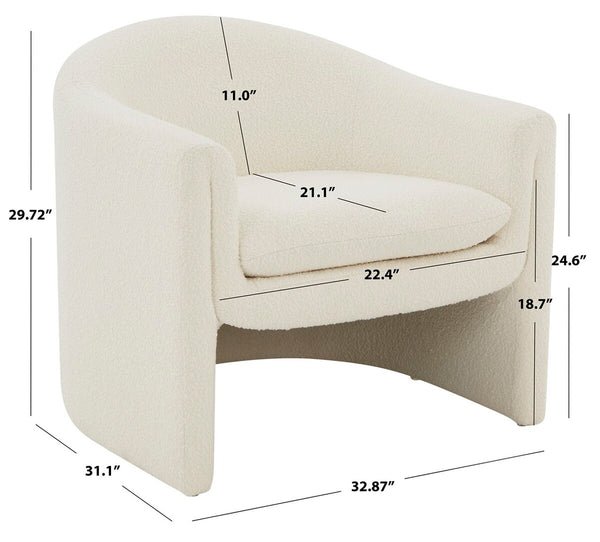 Safavieh Laylette Boucle Accent Chair Ivory Wood / Fabric / Foam / Metal SFV4771E