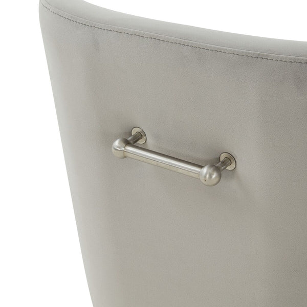 Jakob Elegant Light Grey Velvet Swivel Desk Chair with Chic Silver Base for Stylish Workspaces