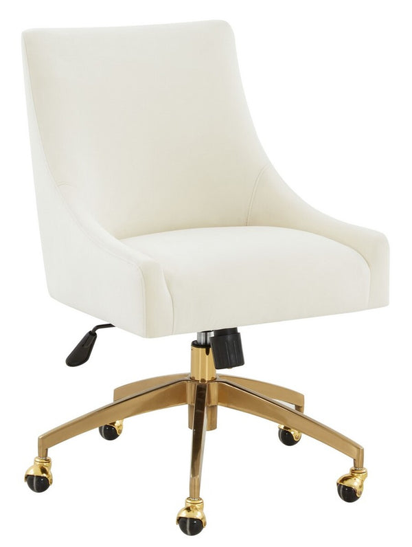 Jakob Elegant Light Grey Velvet Swivel Desk Chair with Chic Silver Base for Stylish Workspaces