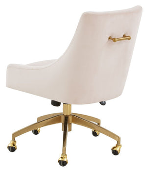 Jakob Elegant Light Grey Velvet Swivel Desk Chair with Chic Silver Base for Stylish Workspaces