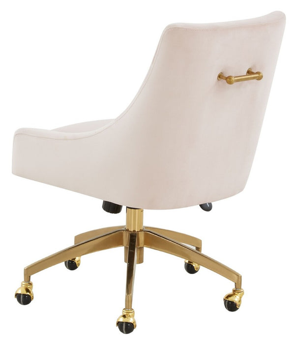 Jakob Elegant Light Grey Velvet Swivel Desk Chair with Chic Silver Base for Stylish Workspaces