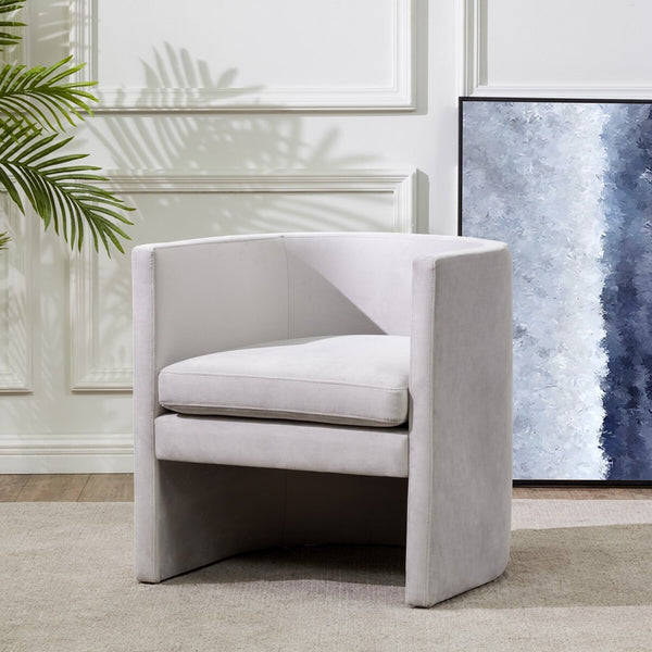 Safavieh Rosabeth Curved Accent Chair  Light Grey Wood / Fabric / Foam SFV4787A