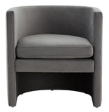 Safavieh Rosabeth Curved Accent Chair  Slate Grey Wood / Fabric / Foam SFV4787B