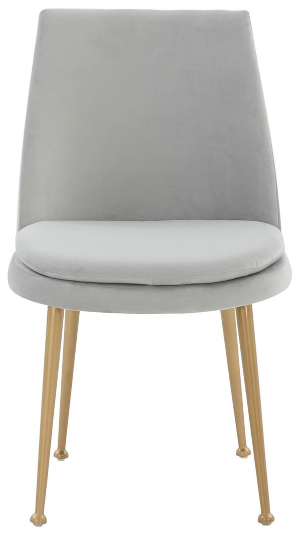 Safavieh Rynaldo Upholstered Dining Chair Light Grey / Gold Wood / Metal / Fabric / Foam  SFV4812A