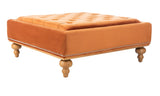 Rosealina Elegant Tufted Ottoman in Sienna Velvet with Chic Oak Legs - Luxurious Home Accent Piece