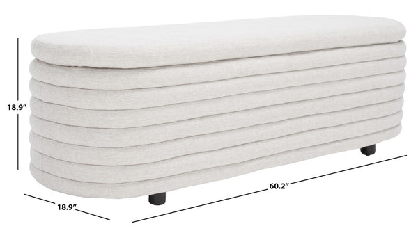 Safavieh Jaymie Storage Bench Taupe / Black Wood / Fabric / Foam  SFV5040A