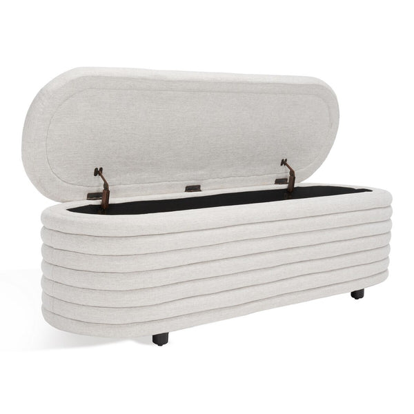 Safavieh Jaymie Storage Bench Taupe / Black Wood / Fabric / Foam  SFV5040A