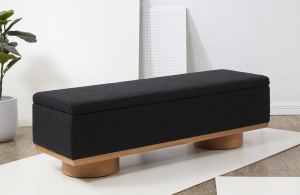 Safavieh Vianna Boucle Bench Black Wood / Fabric / Foam SFV5049C