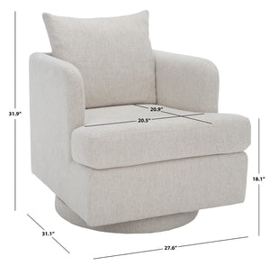 Safavieh Abbelina Swivel Accent Chair Taupe Wood / Fabric / Foam / Metal SFV5050A