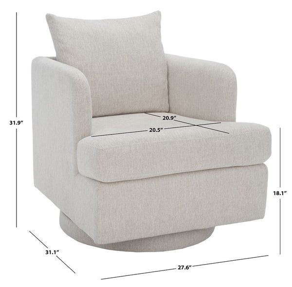 Safavieh Abbelina Swivel Accent Chair Taupe Wood / Fabric / Foam / Metal SFV5050A